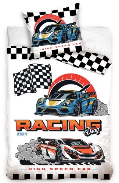 TipTrade povlečení bavlna Auta Racing Drag 140x200, 70x90 cm
