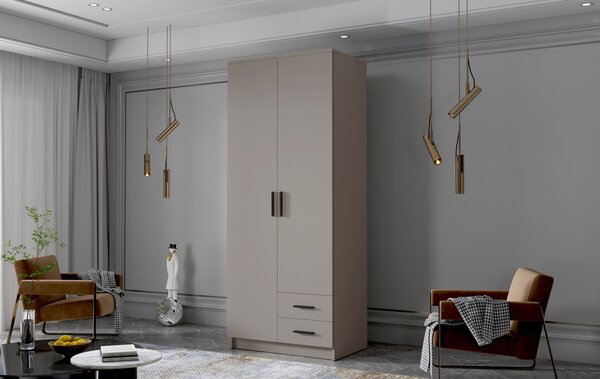 Šatní skříň ADA I 80 cm - béžová/černé úchytky