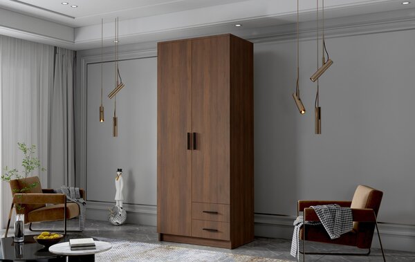 Šatní skříň ADA I 80 cm - ořech/černé úchytky
