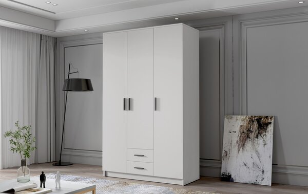 Šatní skříň ADA I 120 cm - bílá/černé úchytky