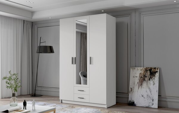 Šatní skříň ADA II 120 cm - bílá/černé úchytky