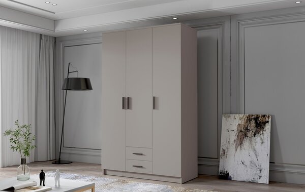 Šatní skříň ADA I 120 cm - béžová/černé úchytky