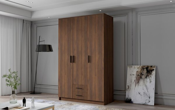 Šatní skříň ADA I 120 cm - ořech/černé úchytky