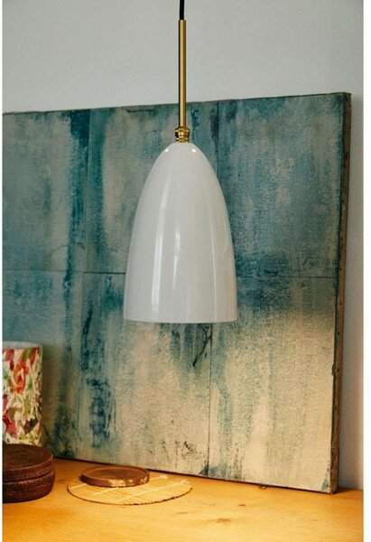 Gräshoppa Závěsné Světlo Glossy Alabaster White/Brass