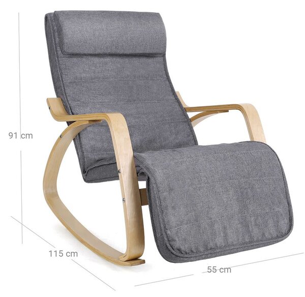 Houpací křeslo, lenoška SWING nosnost 150kg, 67x115x91cm, šedá SongmicsHome