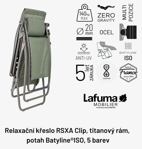 Relaxační křeslo Lafuma RSXA Clip BatylineISO zelená Moos