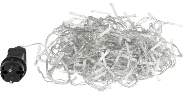 Venkovní LED vánoční závěs - různobarevná, 8 programů, průhledný kabel, různé délky na výběr Délka světelné části a počet LED: 10m, 500 LED
