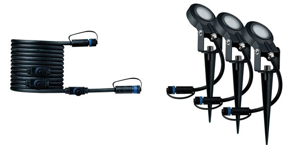 P 93689 Plug & Shine prodlužovací sada zápich Sting IP67 3000K 3x6W stmívatelné - PAULMANN