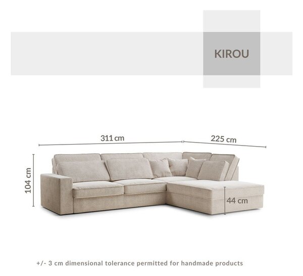Šedobéžová žinylková rohová pohovka (pravý roh/do L) Kirou – Maison de Rêve