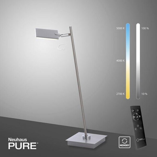 Paul Neuhaus Stolní LED lampa PURE-MIRA 7,5W, v. 55 cm, 2700-5000K Barva: Hliník