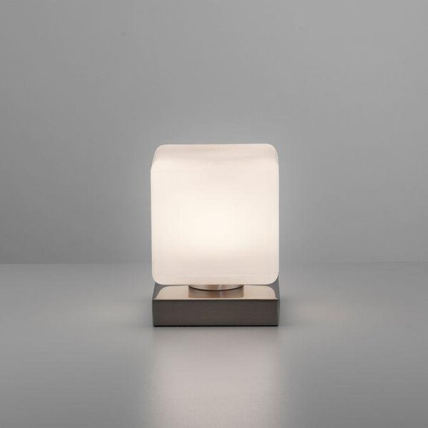 Paul Neuhaus Stolní LED lampa DADOA, 7W, 12x12 cm, 3000K stmívatelná, dotykový stmívač Barva: Stříbrná