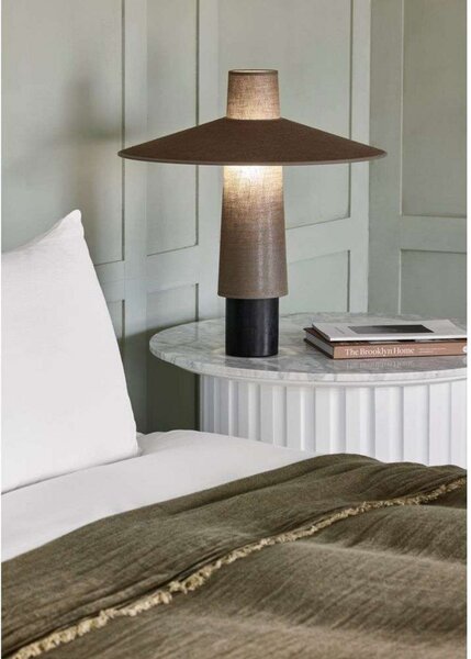 Stolní lampa Forestier, Thésée, Hnědá / Rezavá, Obývací pokoj, Tkanina / Textil, Boho