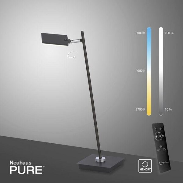 Paul Neuhaus Stolní LED lampa PURE-MIRA 7,5W, v. 55 cm, 2700-5000K Barva: Hliník