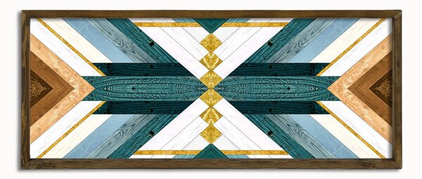 ASIR Obraz na MDF s rámem DŘEVĚNÝ PATCHWORK 120 x 40 cm