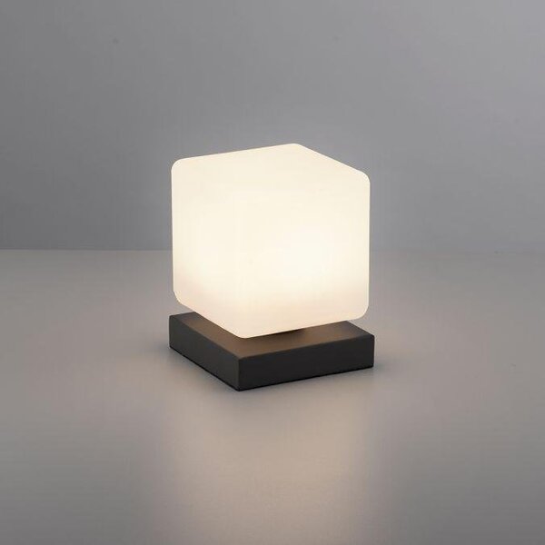 Paul Neuhaus Stolní LED lampa DADOA, 7W, 12x12 cm, 3000K stmívatelná, dotykový stmívač Barva: Stříbrná