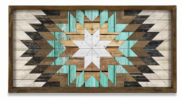 ASIR Obraz na MDF s rámem PATCHWORK HVĚZDA 100 X 40 CM