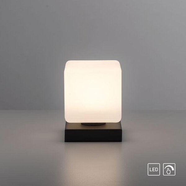 Paul Neuhaus Stolní LED lampa DADOA, 7W, 12x12 cm, 3000K stmívatelná, dotykový stmívač Barva: Stříbrná