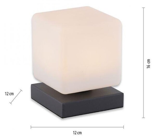 Paul Neuhaus Stolní LED lampa DADOA, 7W, 12x12 cm, 3000K stmívatelná, dotykový stmívač Barva: Stříbrná
