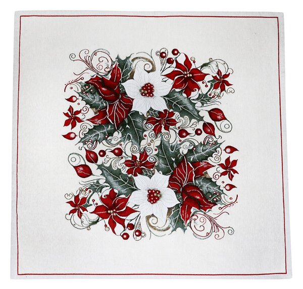 Vánoční žinylkový ubrus Vánoční růže 90x90 cm Chenille IT040 Barva Vícebarevná Rozměry 90x90 cm