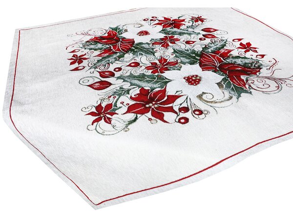 Vánoční žinylkový ubrus Vánoční růže 90x90 cm Chenille IT040 Barva Vícebarevná Rozměry 90x90 cm