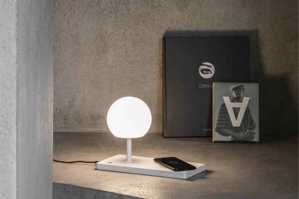 Svítidlo NIKO RIGHT BASE GLASS bílá stolní lampa - FARO