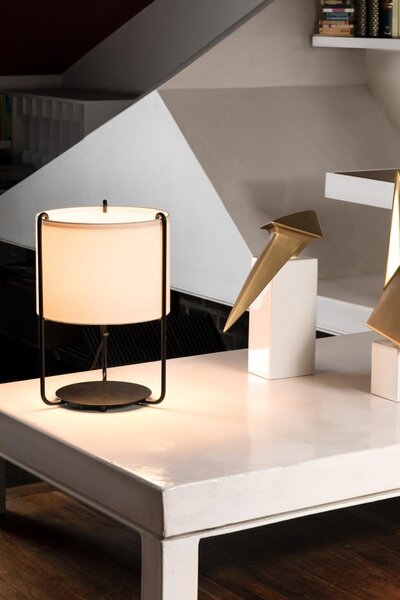 DRUM černá/béžová stolní lampa - FARO