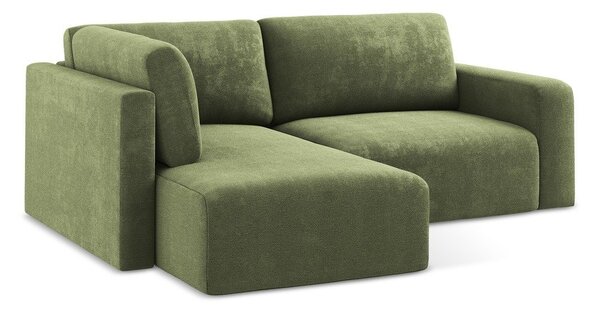 Zelená žinylková rozkládací/s úložným prostorem rohová pohovka (levý roh/do L) Kona – Makamii