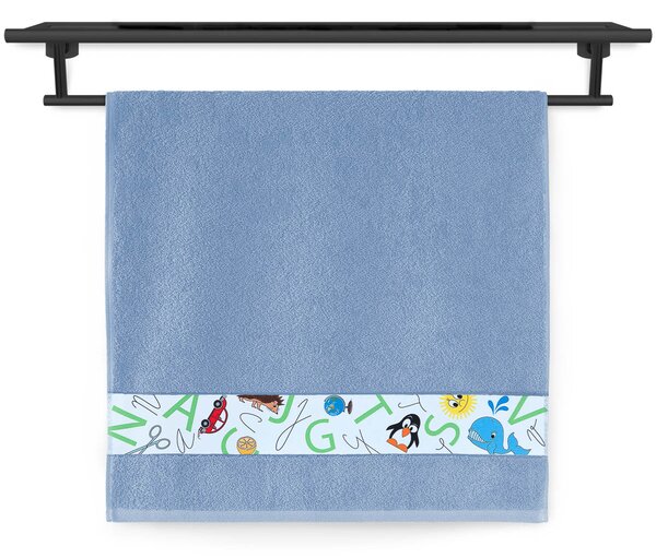 Dětský ručník Veba NORA Abeceda tisk světlá modrá Velikost: 50x100 cm