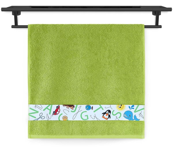 Dětský ručník Veba NORA Abeceda tisk sytá zelená Velikost: 50x100 cm