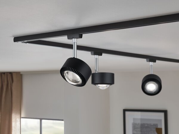 P 96927 URail LED-spot Aldan 9W černá mat/chrom 2700K kov/umělá hmota stmívatelné - PAULMANN