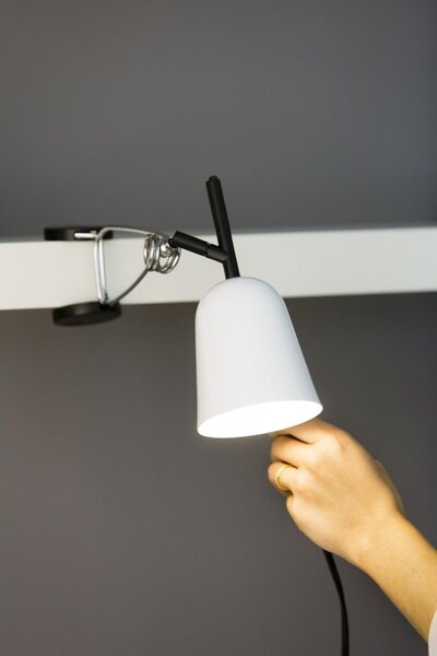 STUDIO bílá stolní lampa s klipem - FARO