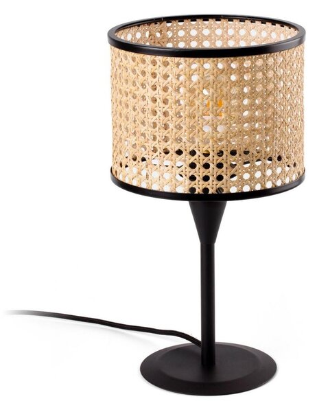 MAMBO S černá/ratan stolní lampa - FARO