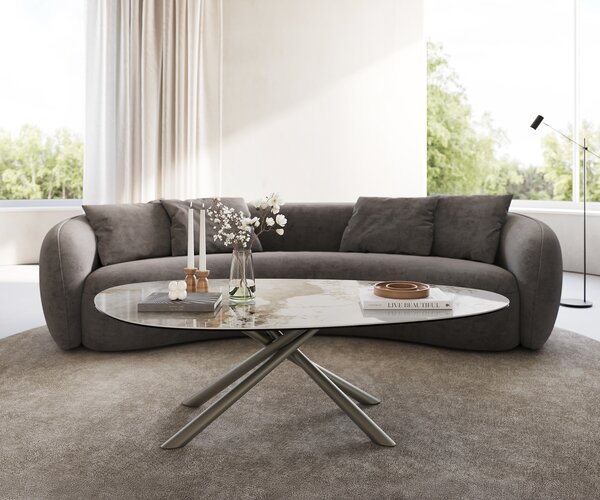 DELIFE Konferenční stolek Edge oválný 140x75 cm keramika Minas Melange Sarity kov titanová barva