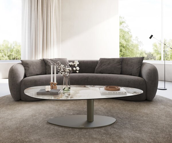 DELIFE Konferenční stolek Edge oválný 140x75 cm keramika Minas Melange Vibany kov titanová barva
