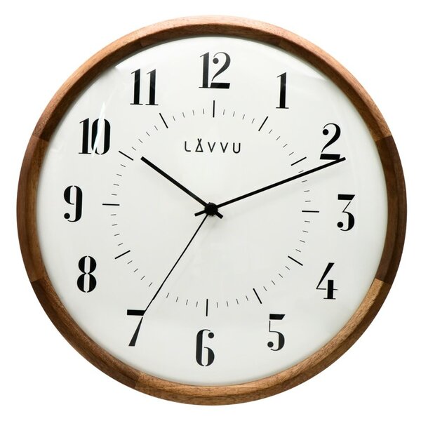 LAVVU Dřevěné hodiny s plynulým chodem RETRO, pr. 31,5 cm