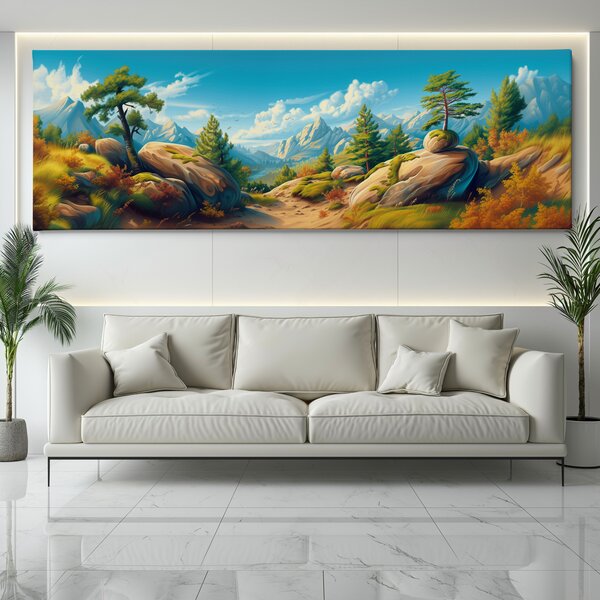Obraz na plátně - Na vyhlídce do údolí FeelHappy.cz Velikost obrazu (šířka x výška): 120 x 40 cm