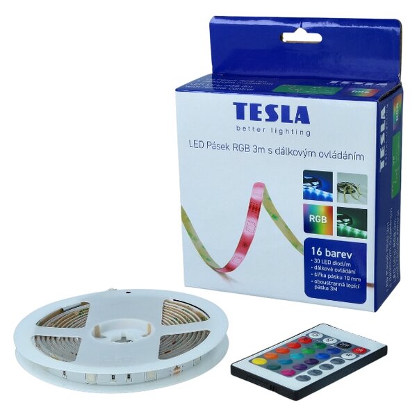 TESLA lighting Tesla - LED pásek, 30LED/m, délka 3m+1,5m, 10mm, RGB, SMD5050, IP20