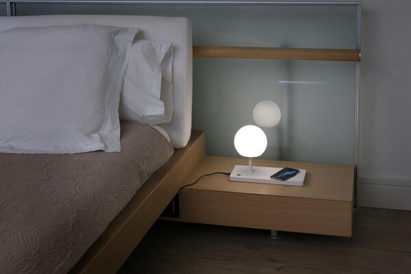 Svítidlo NIKO RIGHT BASE GLASS bílá stolní lampa - FARO