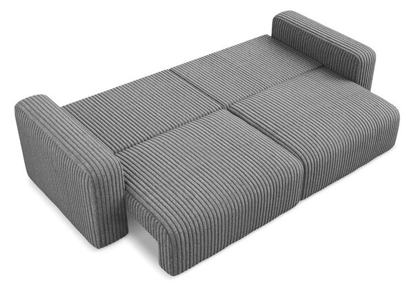 Šedá manšestrová rozkládací/s úložným prostorem pohovka 252 cm Kona – Makamii