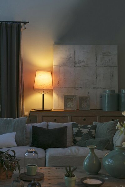 STOOD černá a dřevěná stolní lampa - FARO