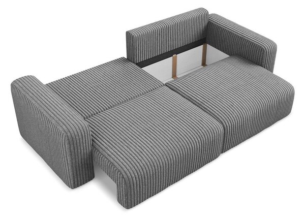 Šedá manšestrová rozkládací/s úložným prostorem pohovka 252 cm Kona – Makamii