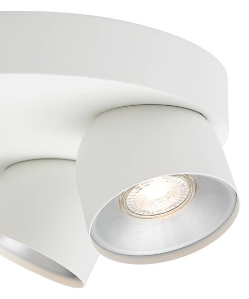 Nordlux Downlight Pitcher, GU10, tříplamenový, kulatý, kovový, bílý, stmívatelný, Bílá / opál, Obývací pokoj / jídelna, kov, Moderní, Stropní svítidlo