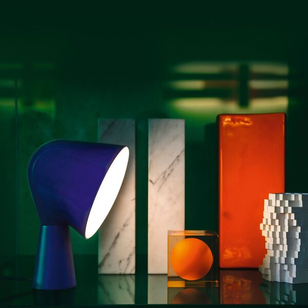 Stolní lampa Foscarini, Binic, Modrá, Obývací pokoj, Plast, Design