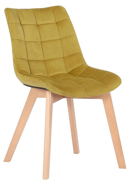 Židle Passaic ~ samet, dřevěné nohy natura Barva Žlutá