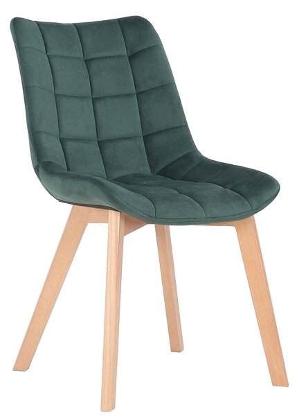Židle Passaic ~ samet, dřevěné nohy natura Barva Zelená