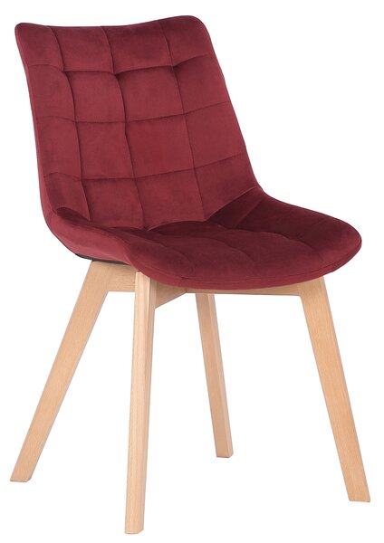 Židle Passaic ~ samet, dřevěné nohy natura Barva Červená