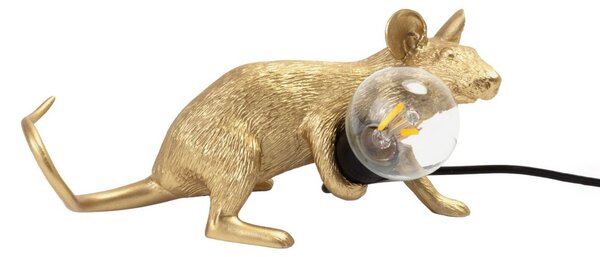 Stolní lampa SELETTI, Mouse Lamp Valentine, Zlatá / mosazná, Obývací pokoj, Plast, Design