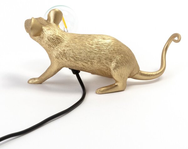 Stolní lampa SELETTI, Mouse Lamp Valentine, Zlatá / mosazná, Obývací pokoj, Plast, Design