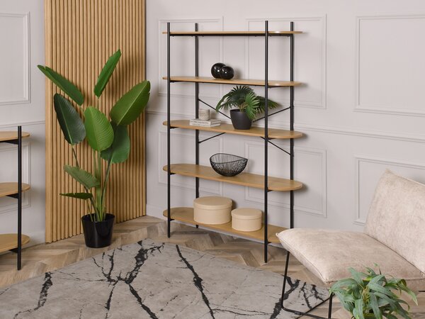 Regál Linde (dub + černá). Akce -13%