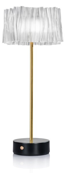 Stolní lampa Slamp, Accordéon Battery, stmívatelné, Transparentní, Obývací pokoj, Kov, Design